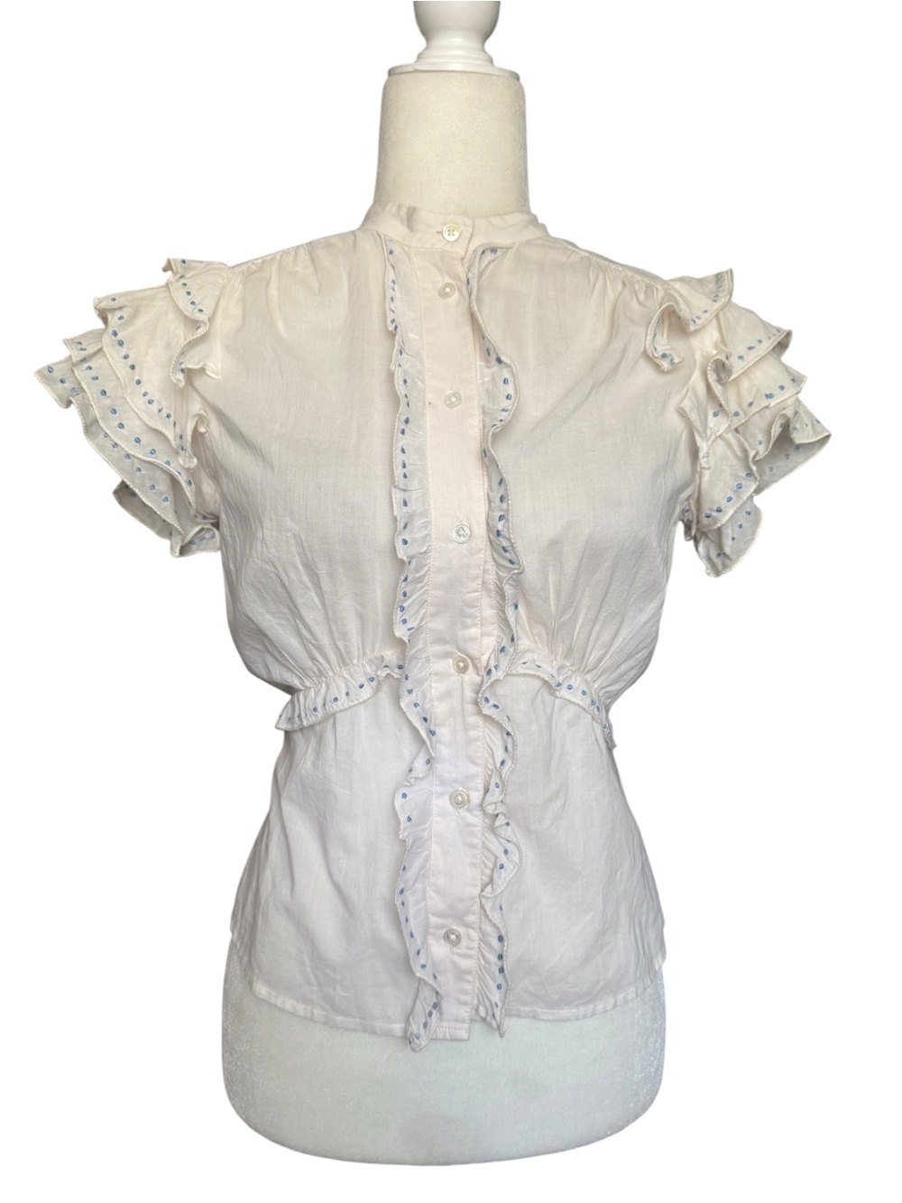 Marc Jacobs Polka Dot Ruffle Sleeve Blouse